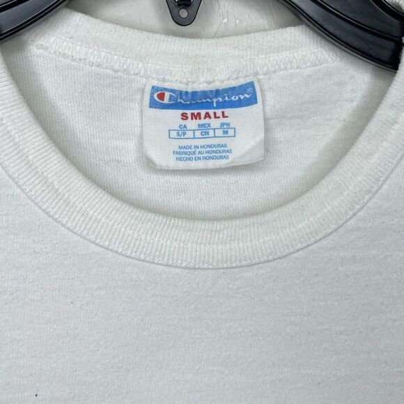 CHAMPION Mens White Big-C T-Shirt Small S Green Camouflage Logo - Picture 4 of 7